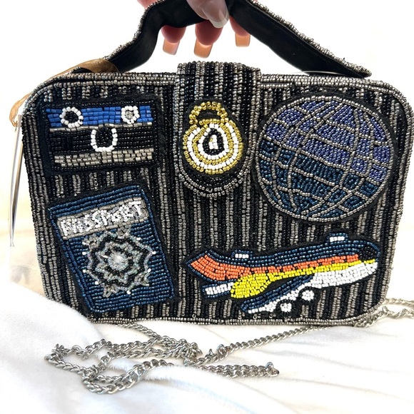🛫🌏MADE IN INDIA Viral Beaded Travel Themed Crossbody Bag🌏🛫NWT - Picture 5 of 14